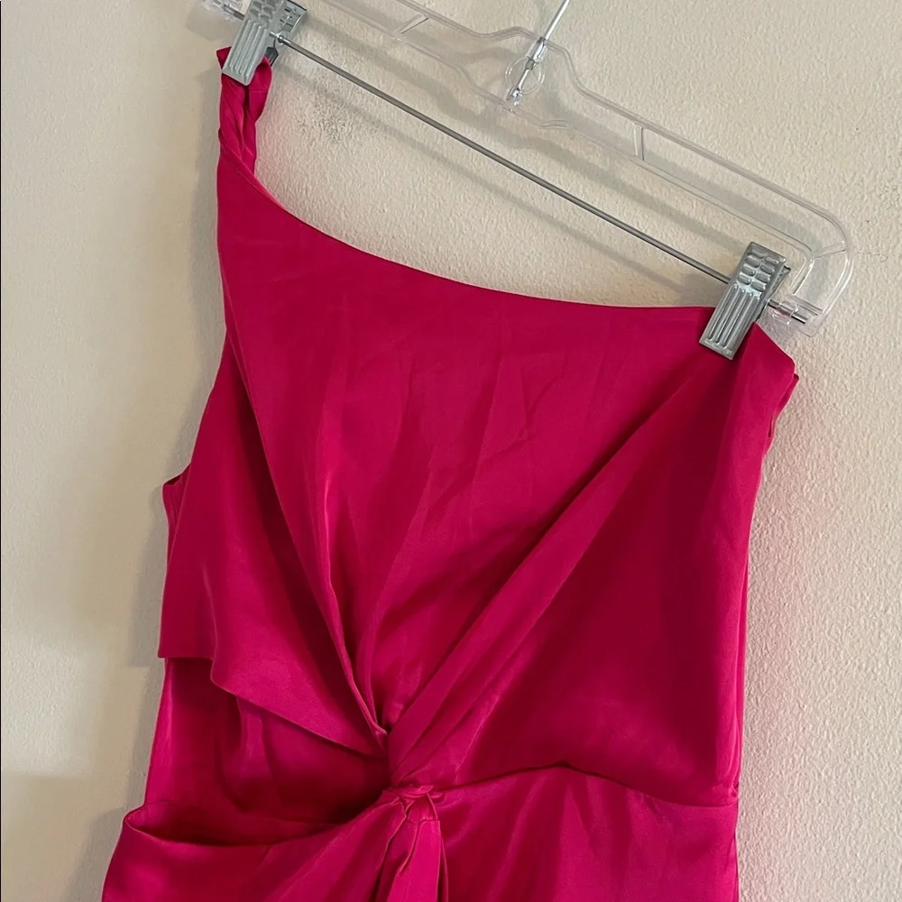 AMUR Deena Dress One Shoulder Midi Women’s 4 Cut Out Rosie Raspberry Hot Pink - Picture 7 of 13